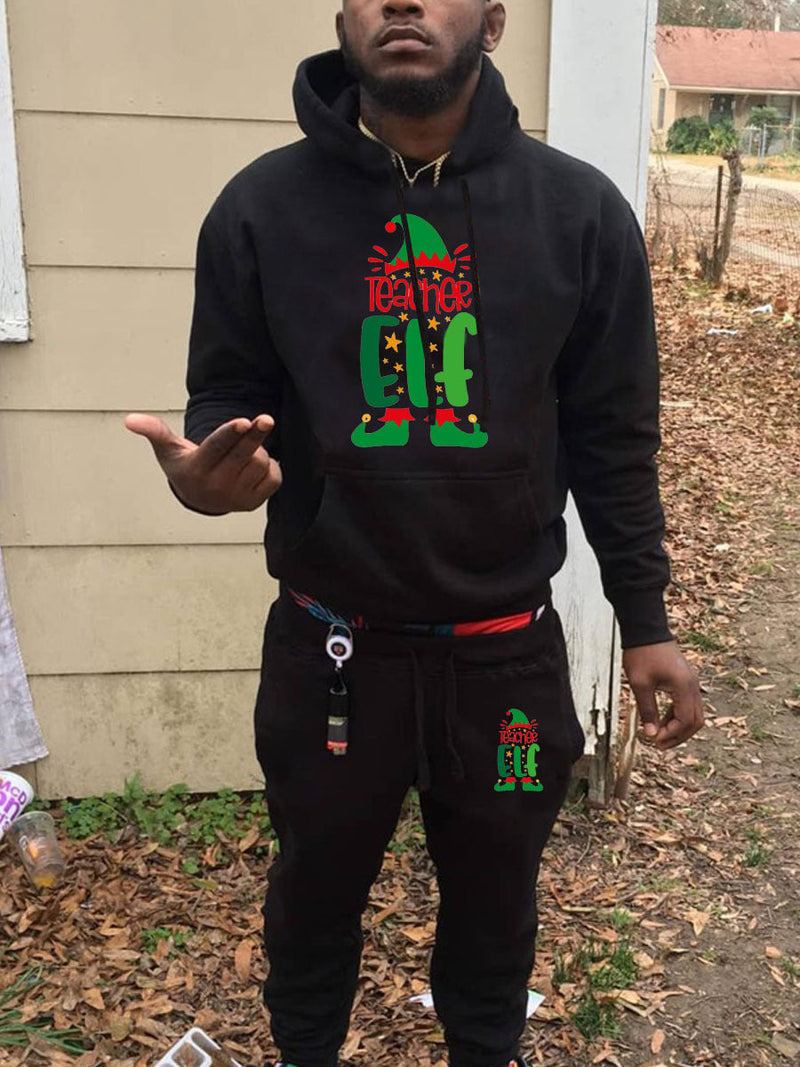 Women's Hoodie and Sweatpants Set with Festive Christmas Motif