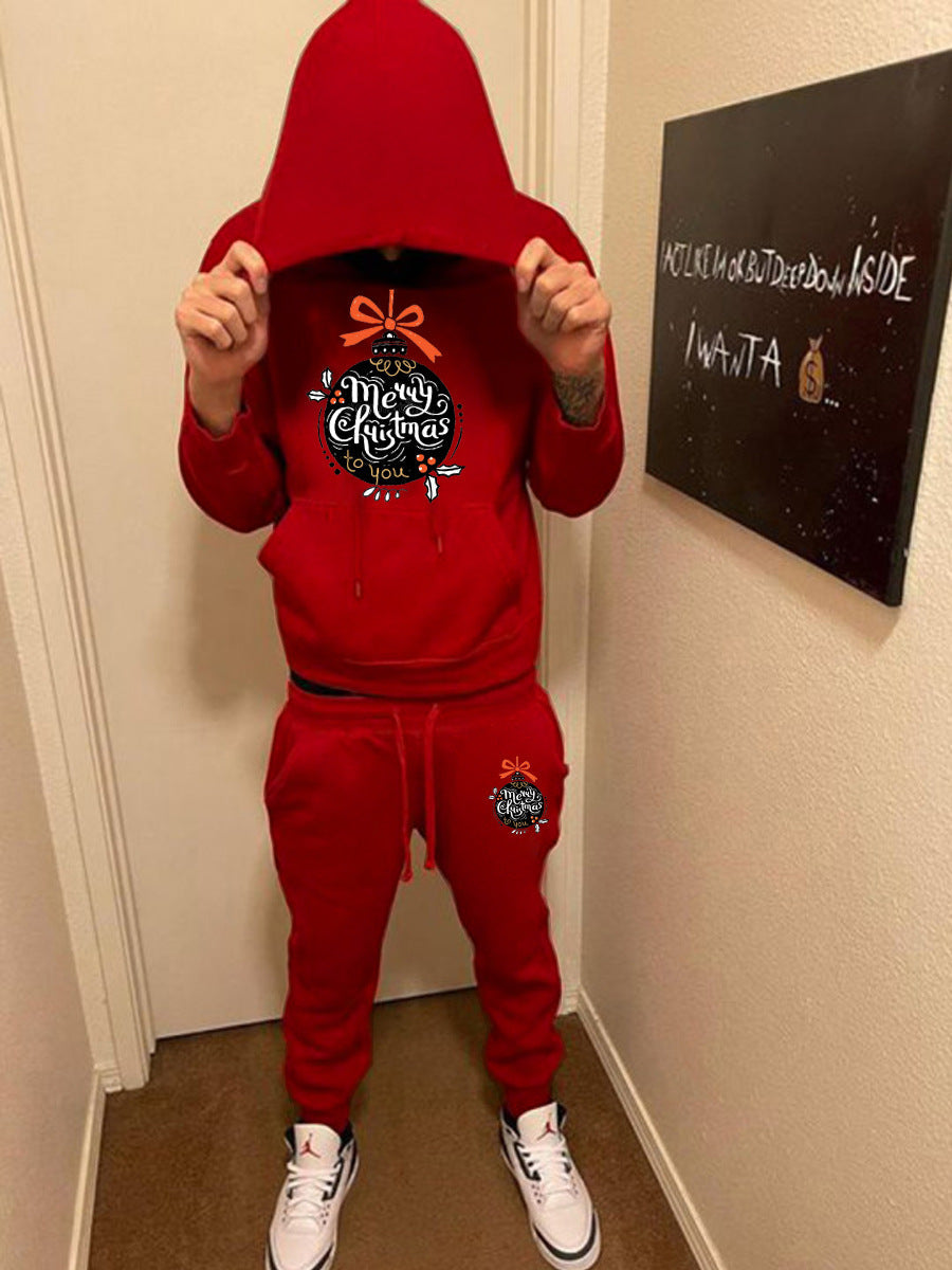 Women's Hoodie and Sweatpants Set with Festive Christmas Motif