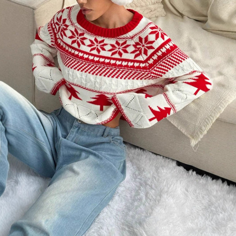 Women's Cozy Winter Sweater with Playful Christmas Design