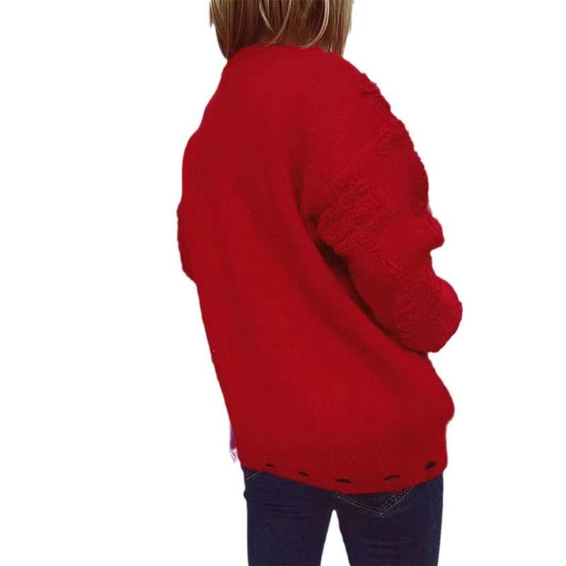 Women's Christmas Sweater with Festive Motif and 3D Appliqués R&B