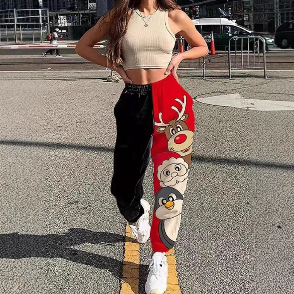 Women's Casual Pants with Fun Snowman Design R&B