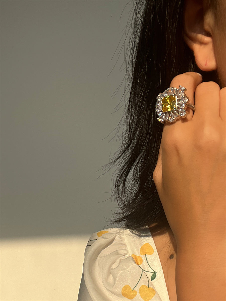 Rena Golden Zircon Crystal Ring