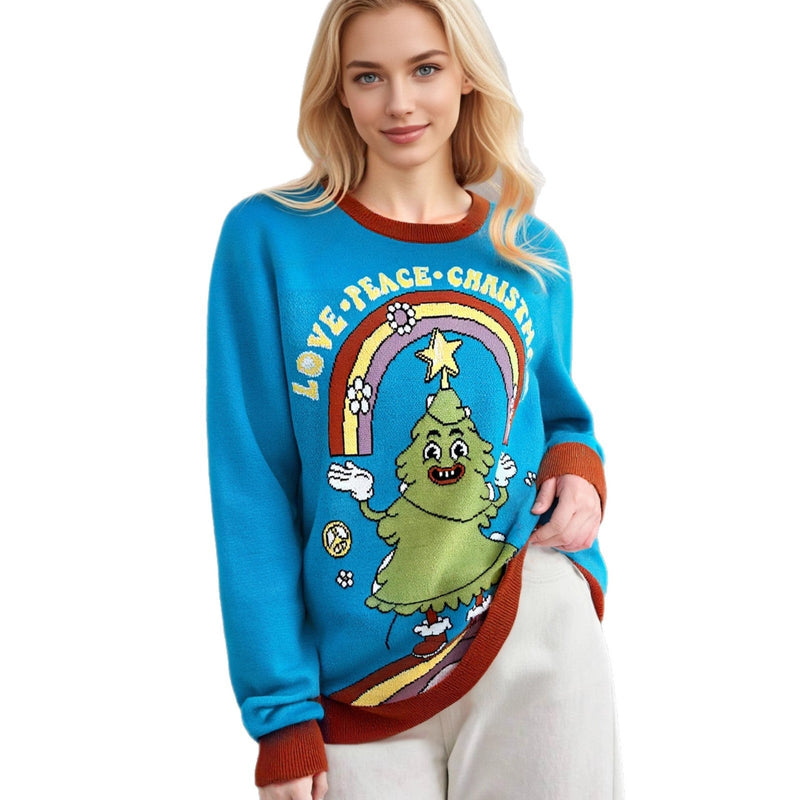 Women's Fleece Sweater with Christmas Motif