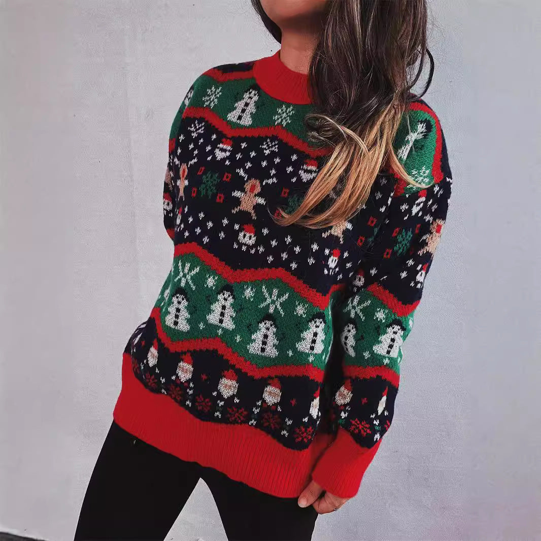 Women's Christmas Sweater with Festive Design and Playful Motifs R&B