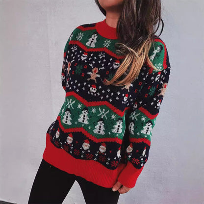 Women's Christmas Sweater with Festive Design and Playful Motifs R&B