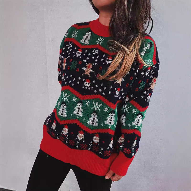 Women's Christmas Sweater with Festive Design and Playful Motifs R&B