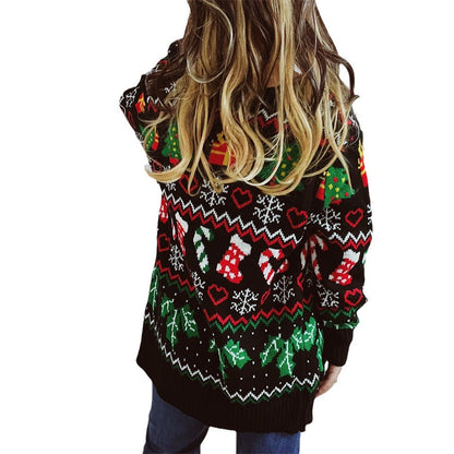 Women's Christmas Cardigan with Festive Design and Buttonable Cut
