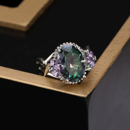 Aurora Crystal Sterling Silver Ring