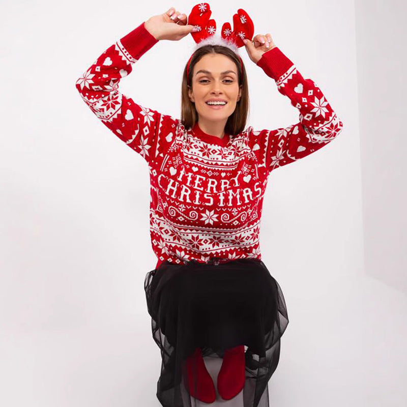 Women's Christmas Sweater with Festive Motif and Cozy Knit