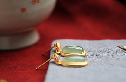 Jade Elegance Silver Drop Earrings