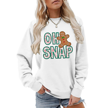 Women's Sweatshirt with Fun Gingerbread Man Motif and Sparkling Lettering