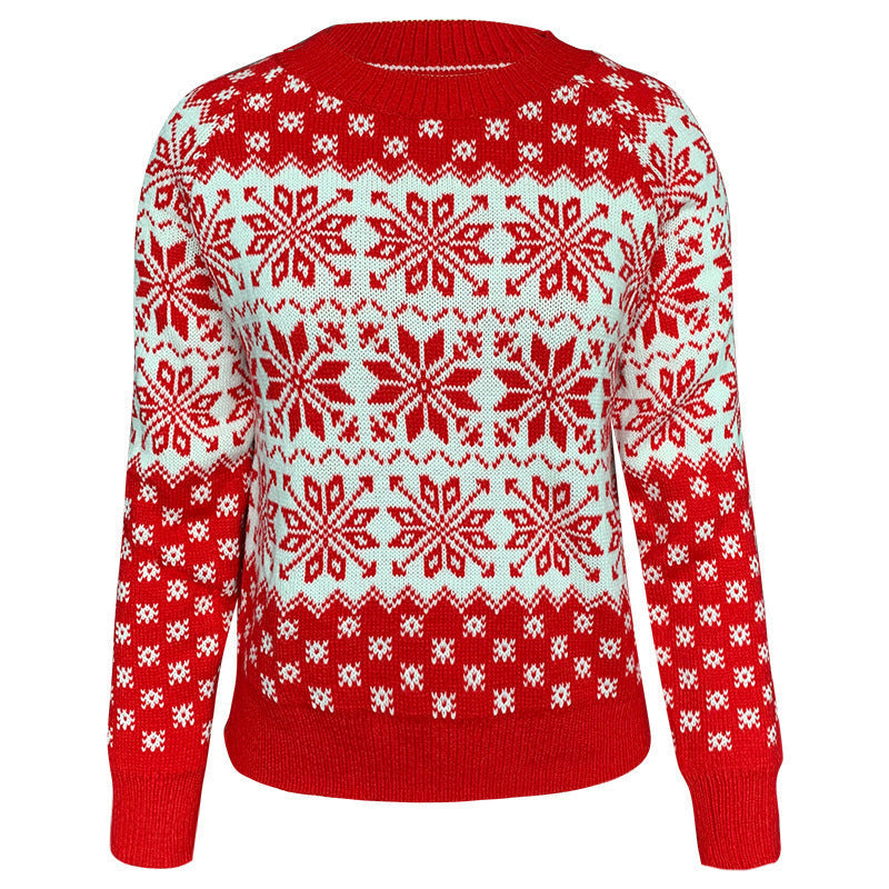 Women's Winter Sweater with Festive Snowflake Pattern R&B