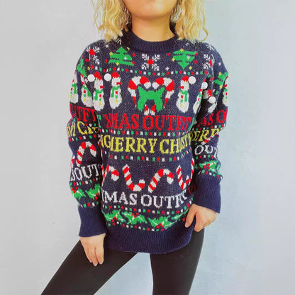 Women's Christmas Sweater with Festive Motif and Casual Cut