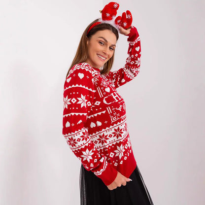 Women's Christmas Sweater with Festive Motif and Cozy Knit