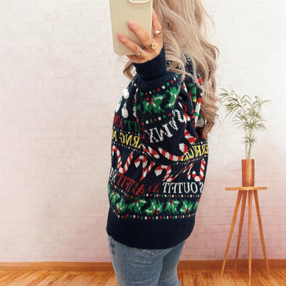 Women's Christmas Sweater with Nordic Design and Festive Motifs