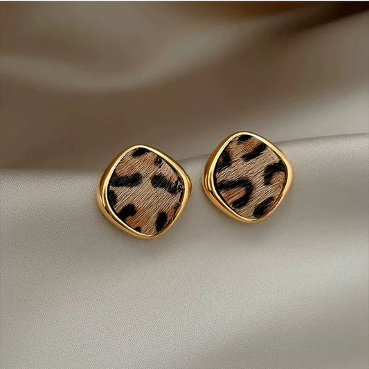 Leopard Print Stud Earrings