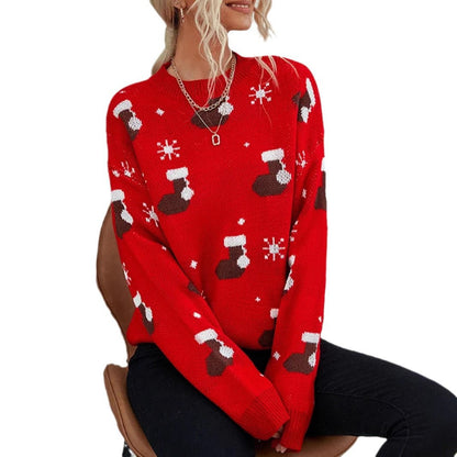 Women's Cozy Christmas Sweater with Festive Motif R&B