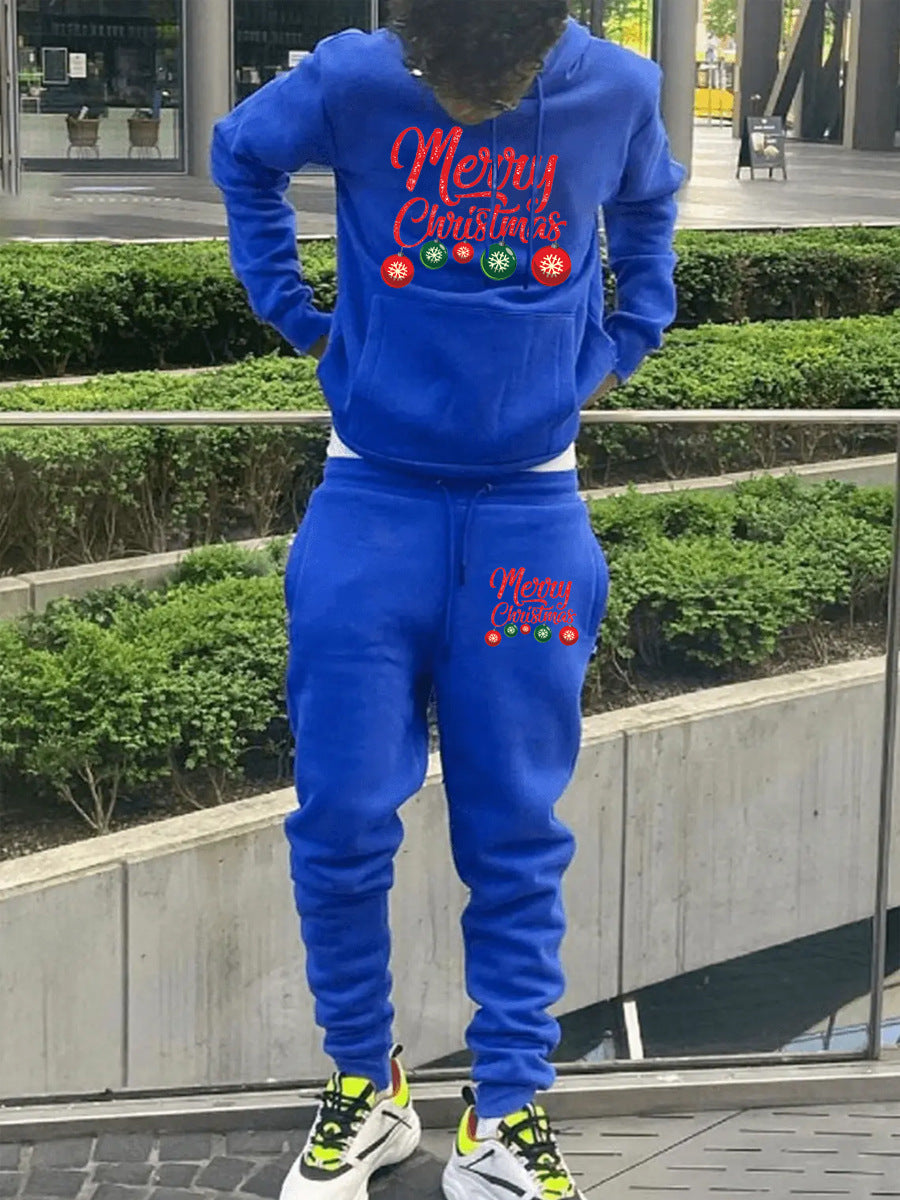 Women's Hoodie and Sweatpants Set with Festive Christmas Pattern