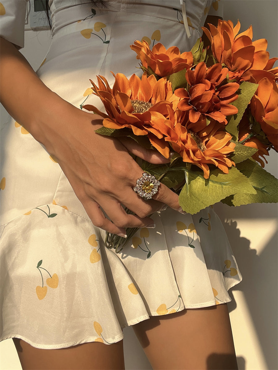 Rena Golden Zircon Crystal Ring