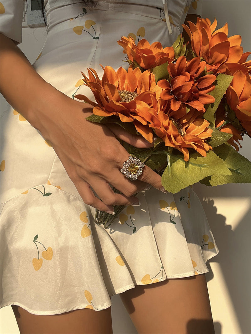 Rena Golden Zircon Crystal Ring