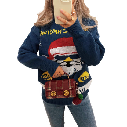 Women's Festive Knit Sweater with Christmas Motif