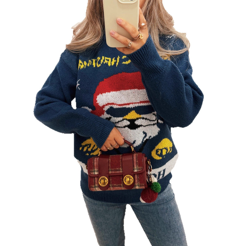 Women's Festive Knit Sweater with Christmas Motif R&B