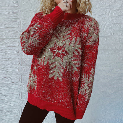 Women's Christmas Sweater with Festive Spark Design and Comfortable Cut