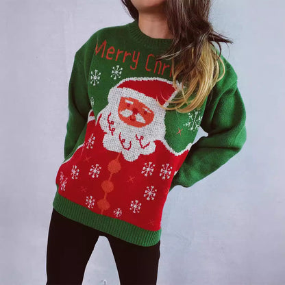 Women's Christmas Sweater with Festive Santa Motif and Comfortable Fit