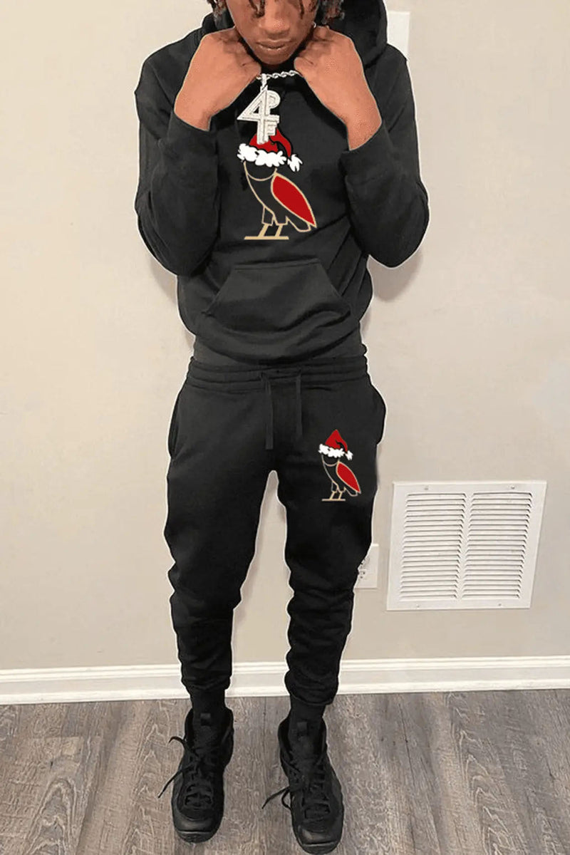 Women's Hoodie and Sweatpants Set with Festive Design