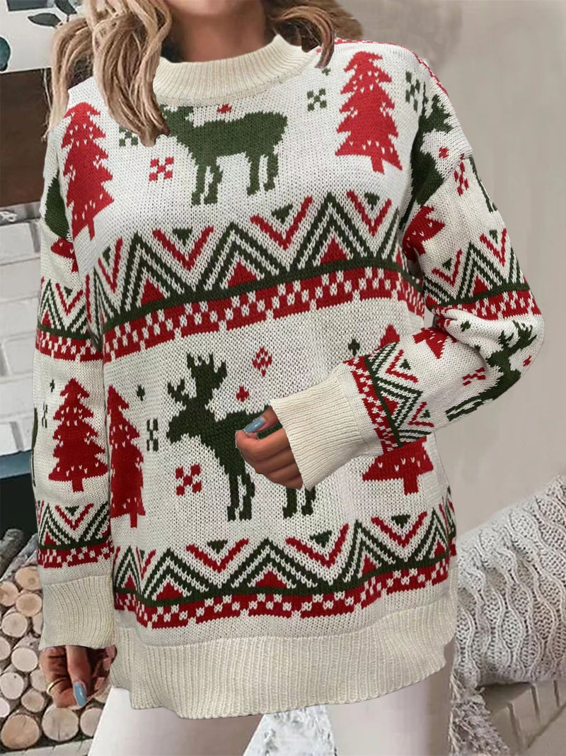 Women's Cozy Christmas Sweater with Festive Motif and High Fit R&B