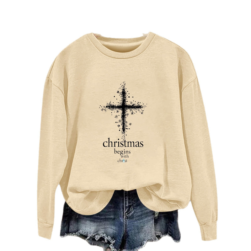 Women's Sweatshirt with Christmas Motif and Soft Lining
