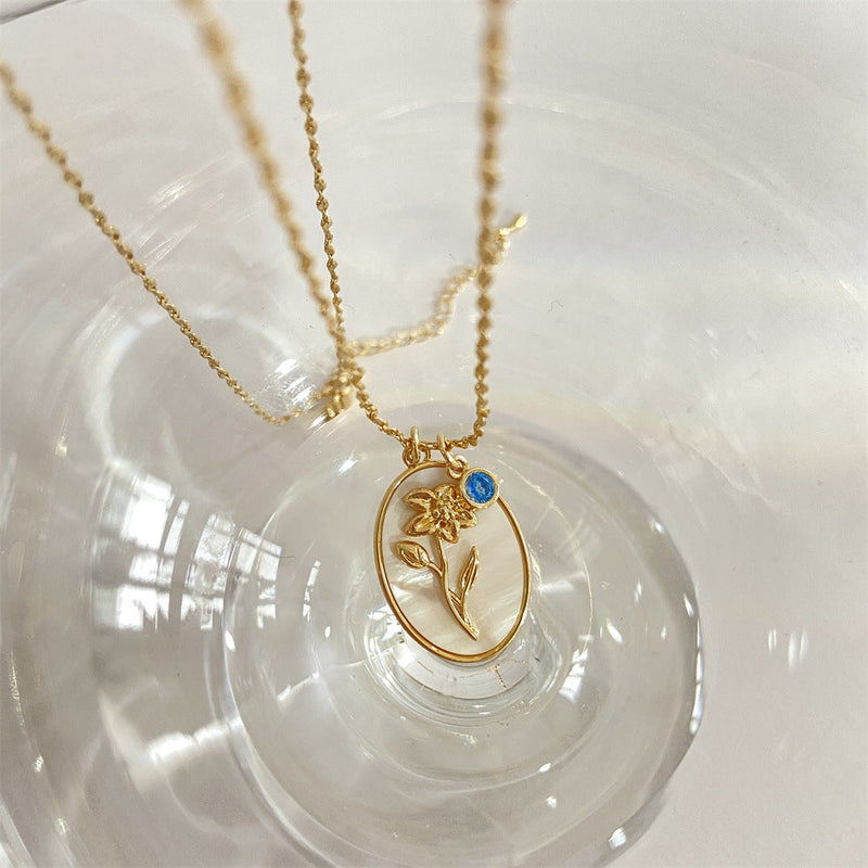 Anslee Mother-of-pearl Birth Flower Necklace