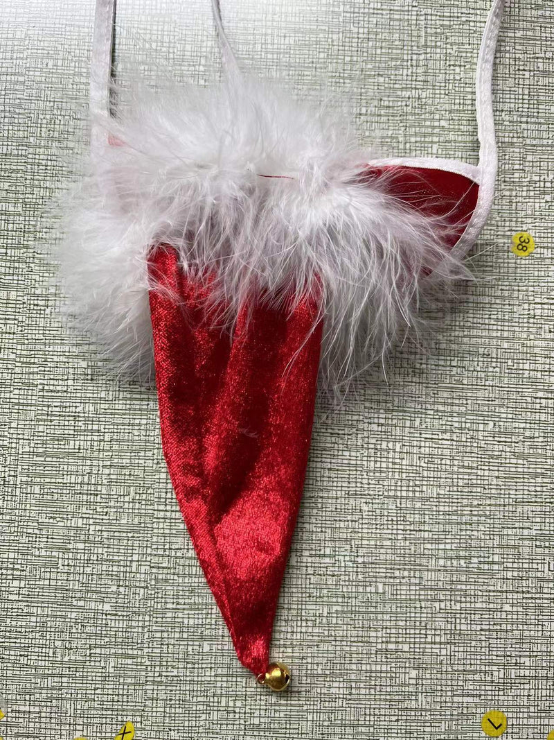 Men's Fancy Reindeer Velvet Thong with Elastic Waistband