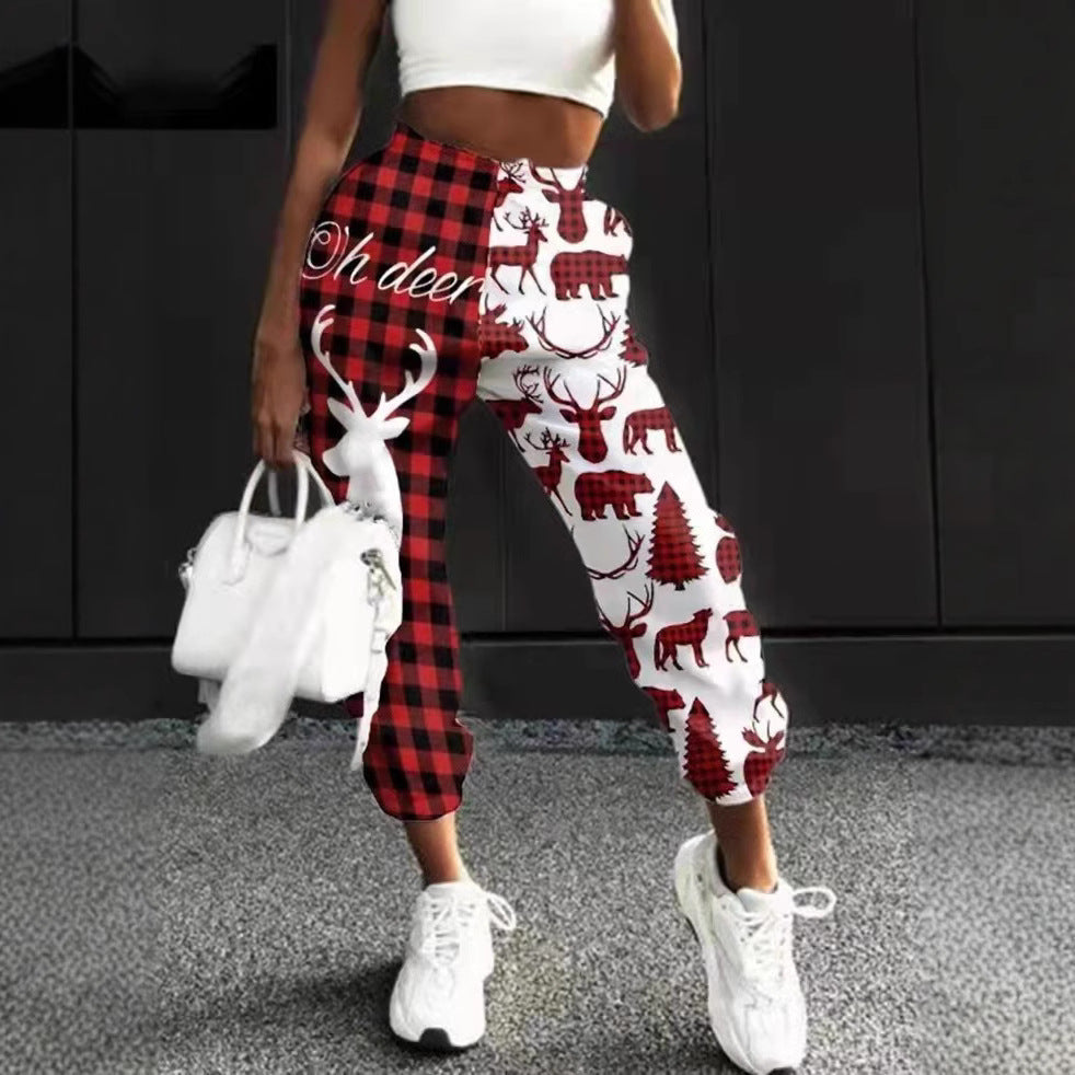 Women's Casual Pants with Fun Snowman Design R&B