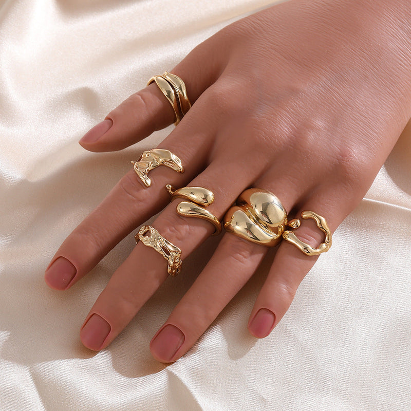 Mali Irregular Gold Ring Set