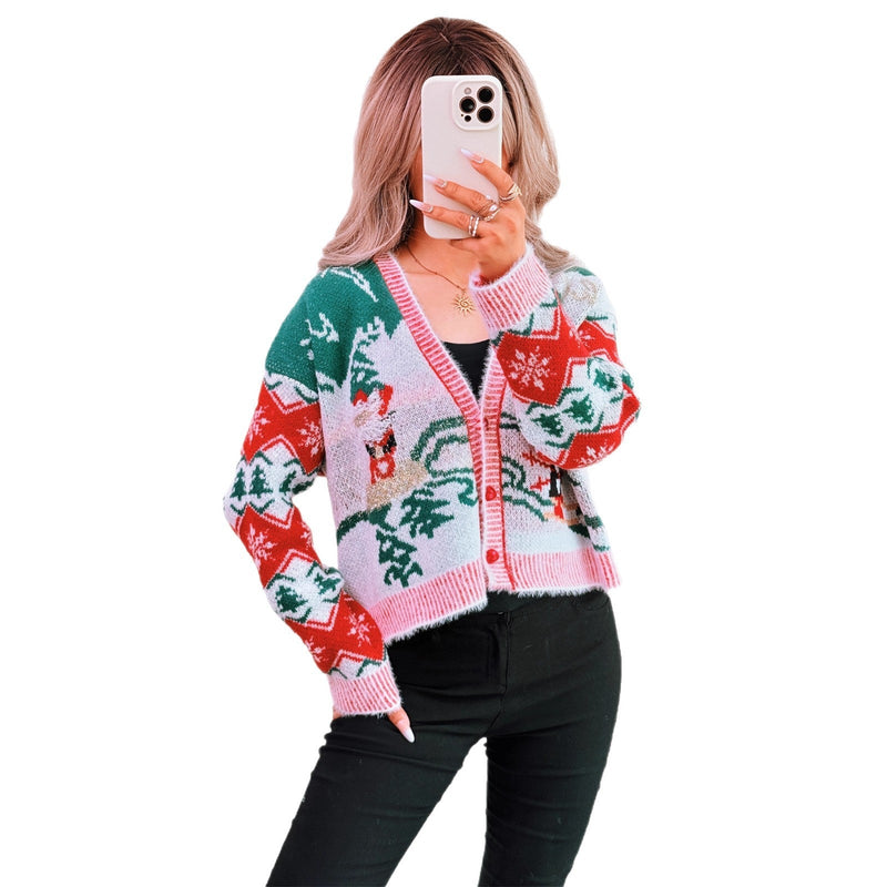 Women's Cardigan in Festive Design with Christmas Motifs R&B