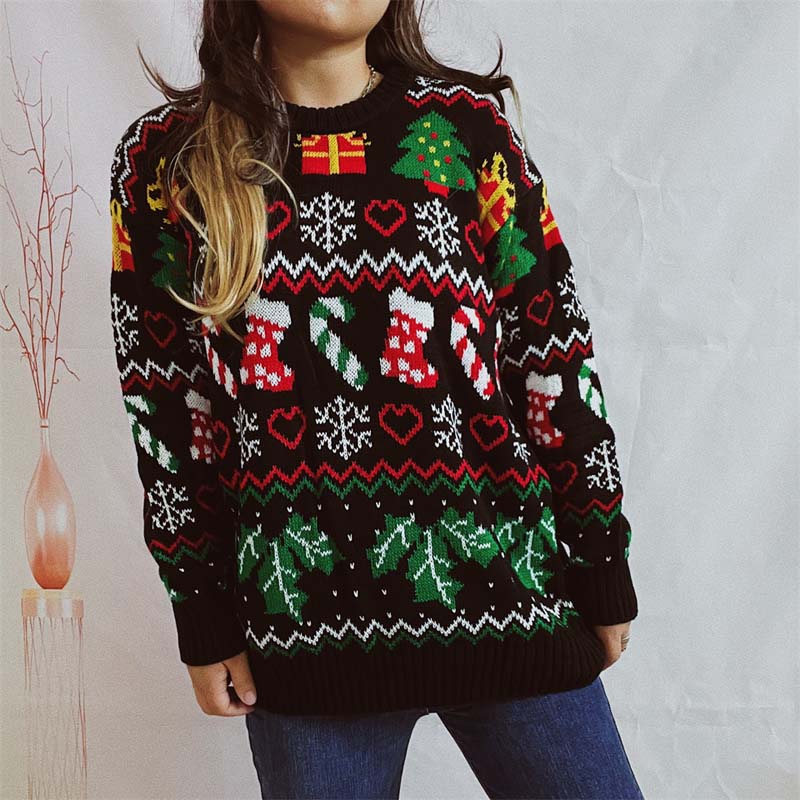 Christmas Knit Sweater with Snowflake Motif