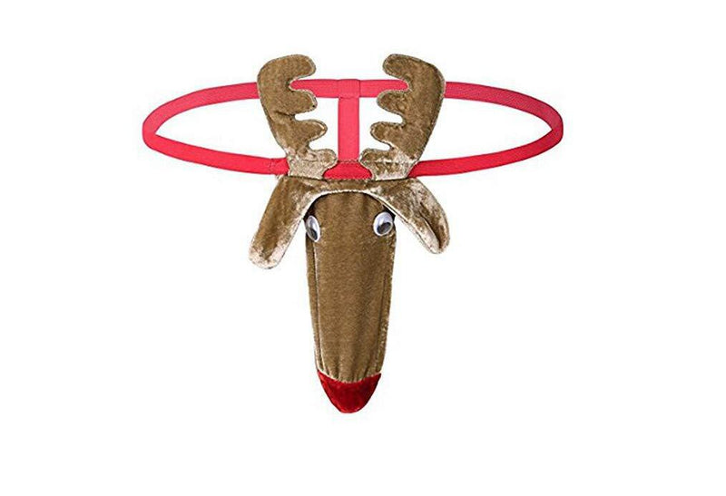 Men's Fancy Reindeer Velvet Thong with Elastic Waistband