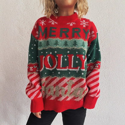 Women's Christmas Sweater with Distinctive Motif and Cozy Cut
