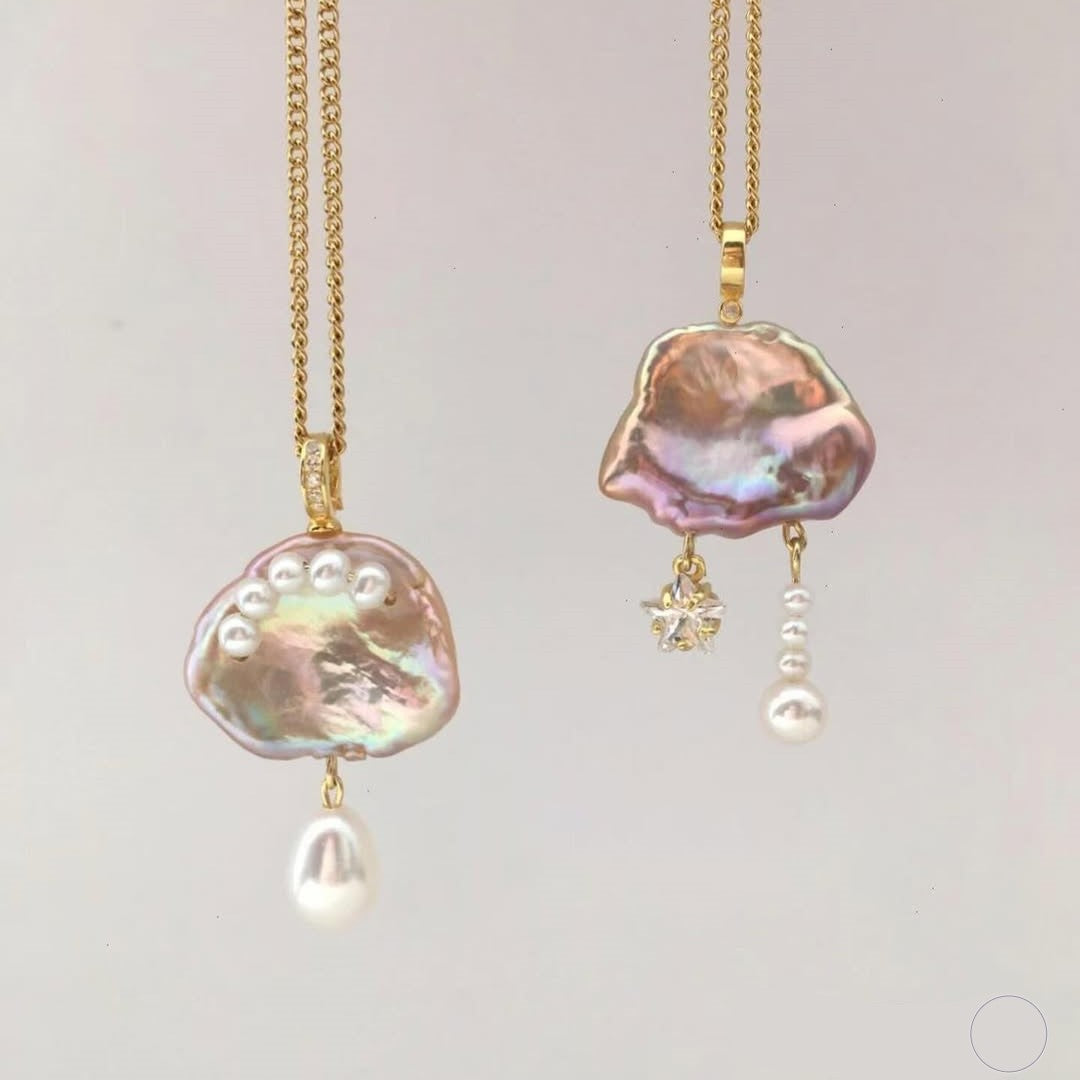 Alizae Pearl Moon Star Necklace