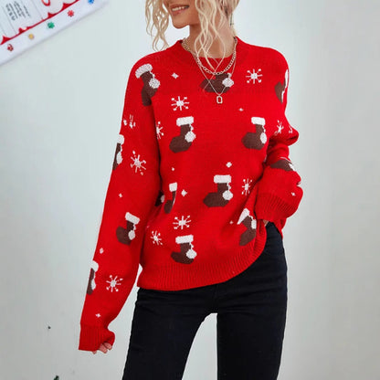 Women's Cozy Christmas Sweater with Festive Motif R&B