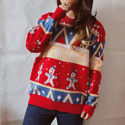 Women's Festive Winter Sweater with Vibrant Christmas Design