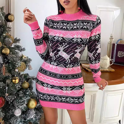 Women's Knit Dress with Festive Christmas Design