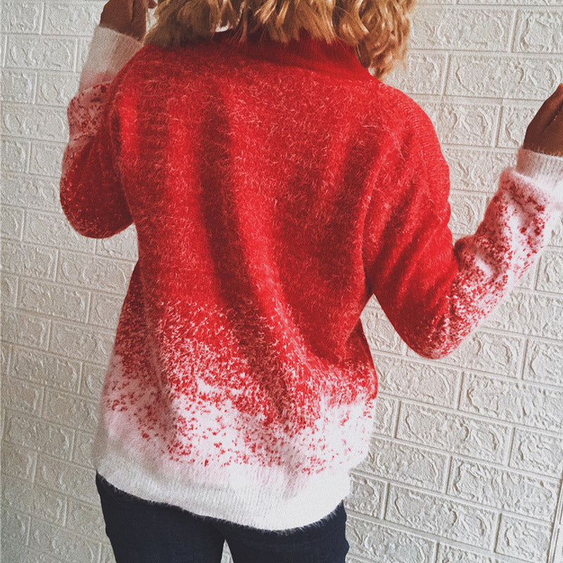 Women's Festive Knit Sweater with Wintry Snowflake Motif R&B