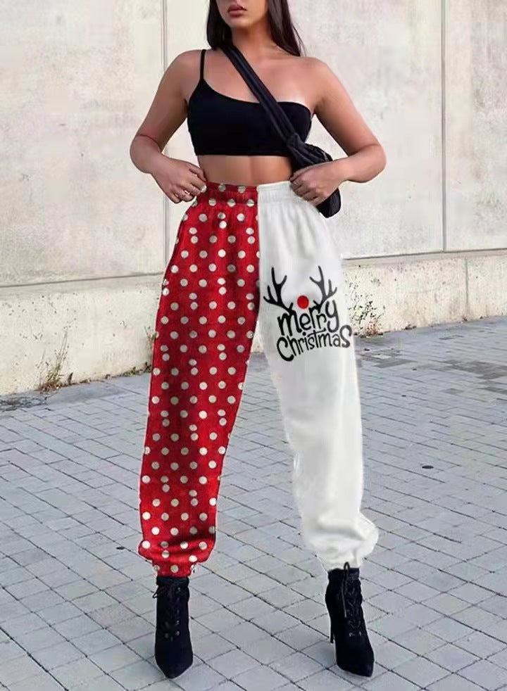 Women's Casual Pants with Fun Snowman Design R&B