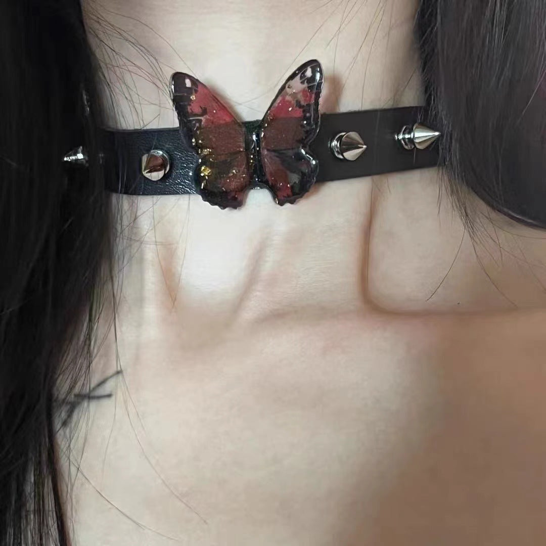 Butterfly Y2k Retro Punk Shrink Film Choker Necklace