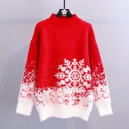 Women's Winter Sweater with Festive Snowflake Design R&B