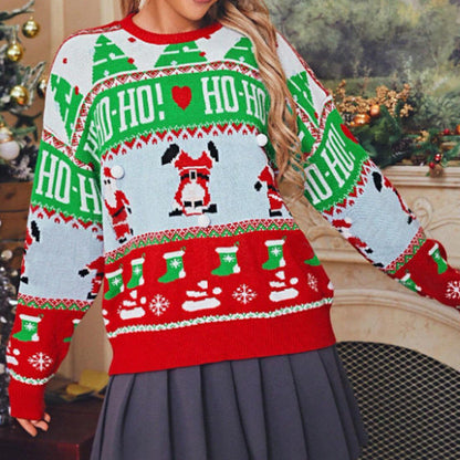 Women's Christmas Sweater with Festive Design and Unique 3D Elements