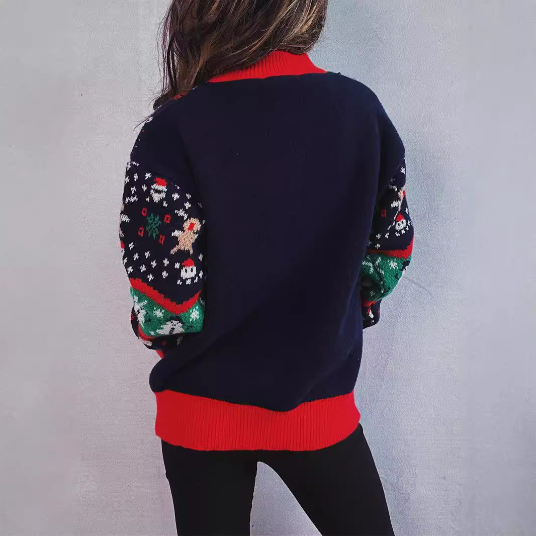 Women's Christmas Sweater with Festive Design and Playful Motifs