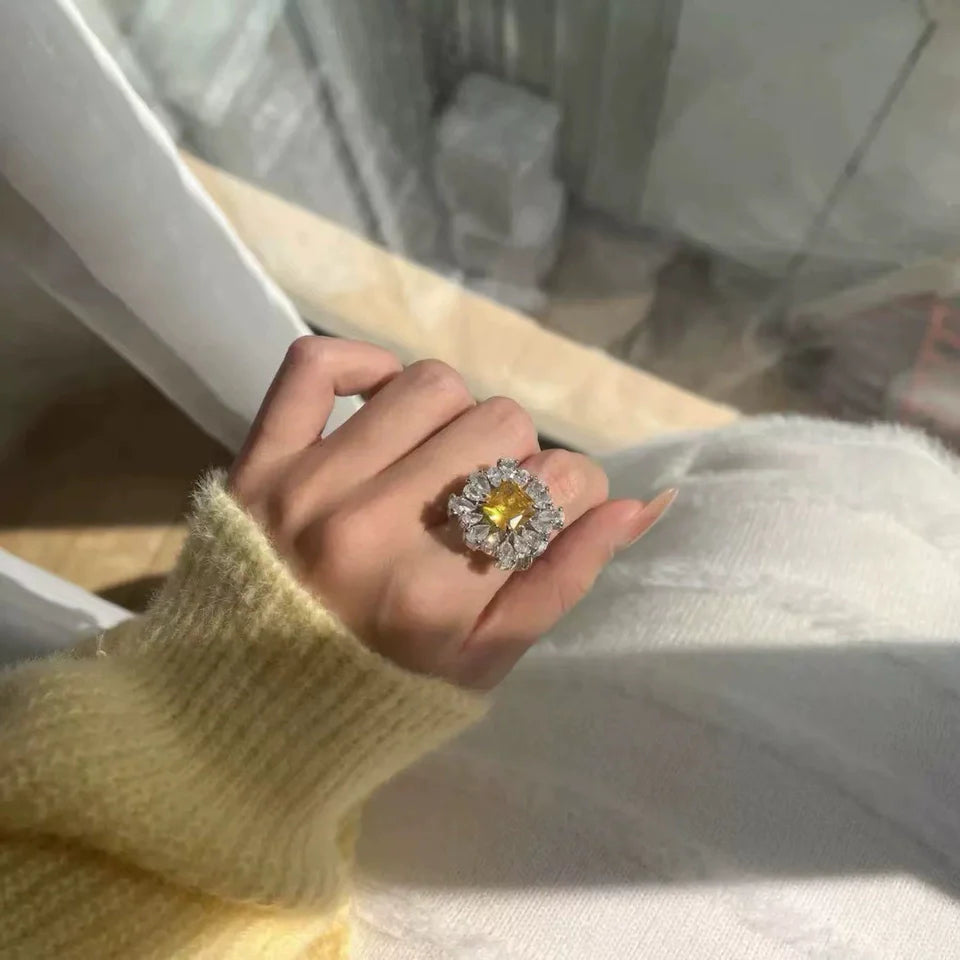 Rena Golden Zircon Crystal Ring